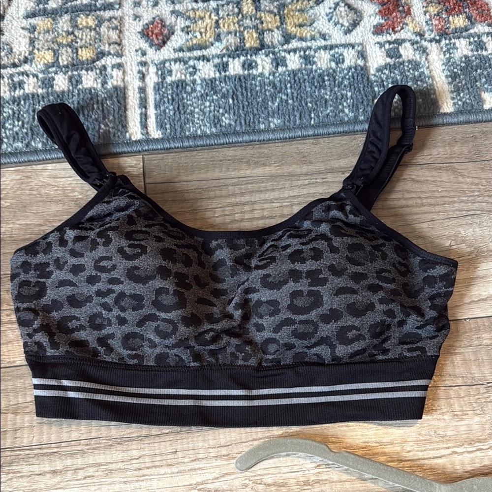 Leopard Print Black Sports Bra